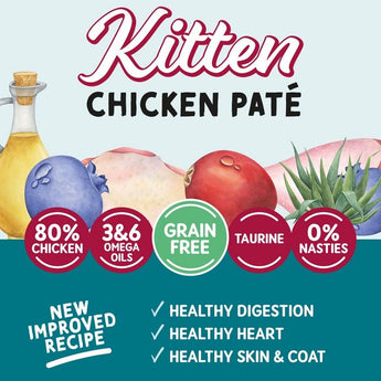 Naturo Grain-Free Kitten Chicken Pate Cat Food Pouches 3oz(85g)