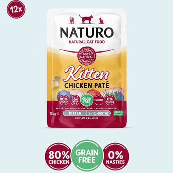 Naturo Grain-Free Kitten Chicken Pate Cat Food Pouches 3oz(85g)