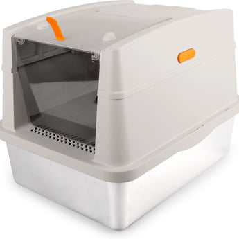 ALL FOR PAWS Go Fresh Enclosed Stainless Steel Litter Box - Sand