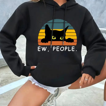 Women's Hoodie "Ew, People" Black SALE