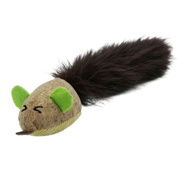 Bud'Z Cat Toy With Catnip Tube Mouse With Silky Tail, Cork Cat 10"