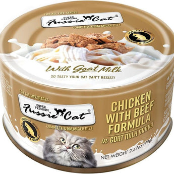 Fussie Cat – Super Premium Chicken w/Beef in Goat Milk – 2.47 oz