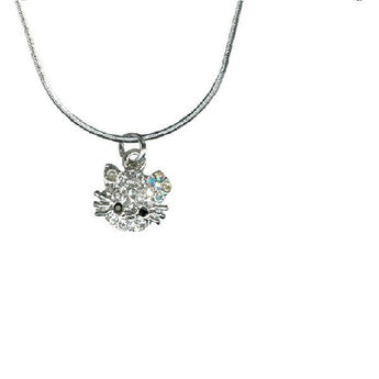 Chelsea Cat Head Clear Crystal Necklace (NEW)