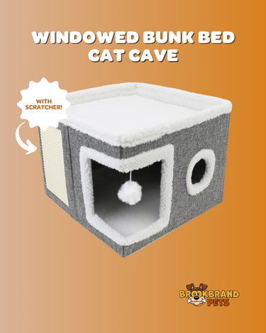 Brookbrand Windowed Bunk Bed Cat Cave with Scratcher