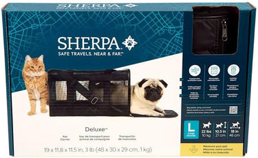 Sherpa® Deluxe™ Airline Approved Soft Sided Dog & Cat Carrier, Black, Large
