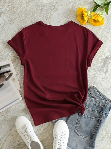 Women's T-Shirt "Baking Because Murder is Wrong" Burgundy