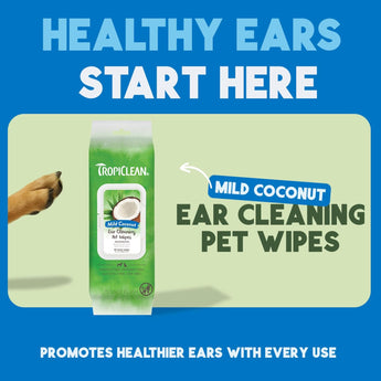 TropiClean Mild Coconut Dog & Cat Ear Cleaning Wipes 50ct