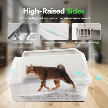 ALL FOR PAWS Go Fresh Stainless Steel No Mess Litter Box - Sand