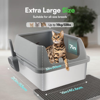 ALL FOR PAWS Go Fresh Enclosed Stainless Steel Litter Box - Grey