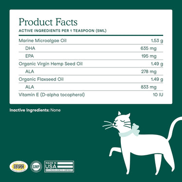 Fera Pets – Vegan Omega-3s Algae Oil for Dogs & Cats, Liquid – 8 oz