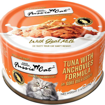Fussie Cat Premium Tuna with Anchovies in Goats Milk 2.47oz