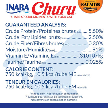 Inaba Cat Churu Purees Variety 60 Pack Salmon, Salmon with Chicken, Salmon with Tuna and Salmon with Scallop