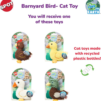 SPOT® Love The Earth Barnyard Bird Assorted 4" Cat Toy