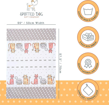 Spotted Dog Tea Towel - Happy Cats Set of 2 SALE