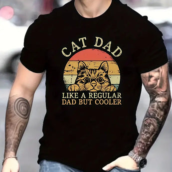 Men's/Unisex T-Shirt "Cat Dad" Black (NEW)