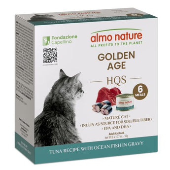 Almo Nature HQS Golden Age Cat Food - Tuna Recipe With Ocean Fish In Gravy 6x50gr