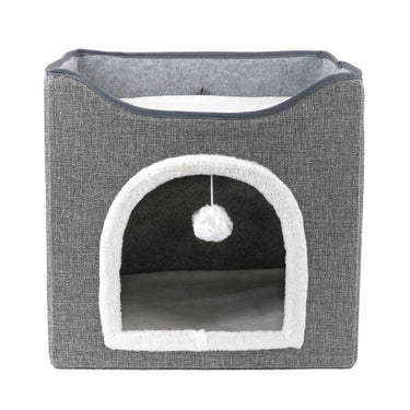 Brookbrand Bunk Bed Cat Cave with Scratcher, Grey