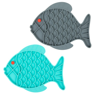 Brookbrand Fish-Shaped Silicone Lick Mat, Blue