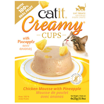 Catit Creamy Cups - Chicken Mousse with Pineapple - 4 x 25g SALE