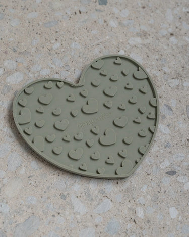 Dexypaws Dexter Approved Heart Enrichment Licking Mat, Khaki Green for Cat or Dog