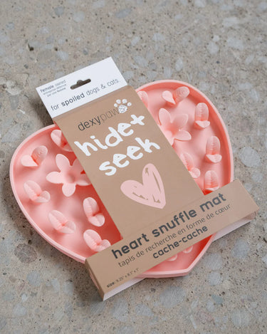 Dexypaws Silicone Snuffle Mat "Hide + Seek" Heart Pink