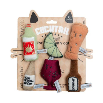 Dexypaws Plush Cat Toys, Cocktail 6pc