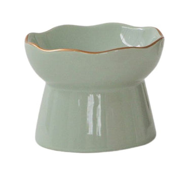 Dexypaws Raised Ceramic Cat Bowl, Sage Green 7.75 oz