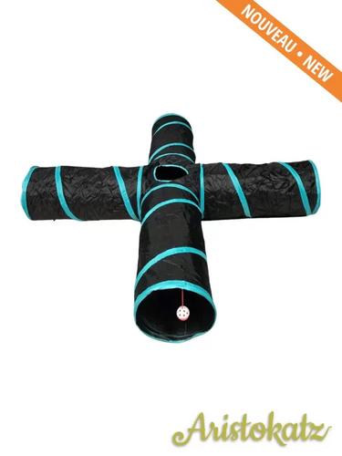 Aristokatz 4-Way Cat Tunnel, Black & Teal