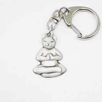 Chelsea Yoga Cat Key Ring Pewter (NEW)