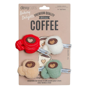 Dexypaws Plush Cat Toys, Coffee 4pc