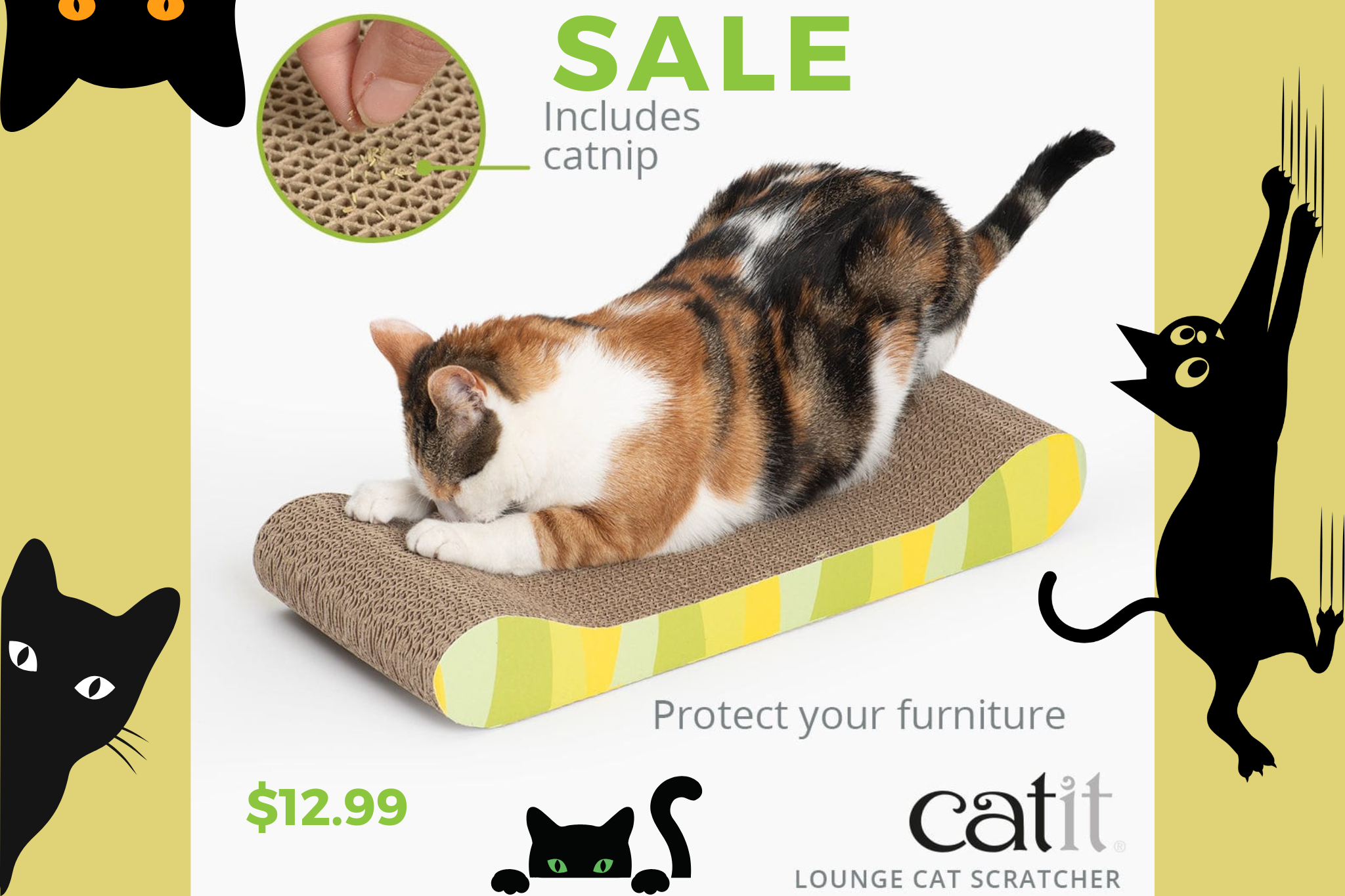 Catit Style Patterned Cat Scratcher with Catnip Jungle Stripes Lounge SALE NEW