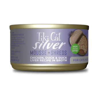 Tiki Cat® Silver™ Mousse + Shreds Chicken, Duck & Duck Liver Recipe in Broth Wet Cat Food 2.4oz