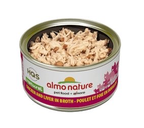 Almo Nature (1021H) HQS Natural Chicken and Liver in Broth Cat Can 24/2.47 oz (70g) 8% case discount