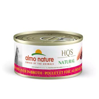 Almo Nature (1021H) HQS Natural Chicken and Liver in Broth Cat Can 24/2.47 oz (70g) 8% case discount