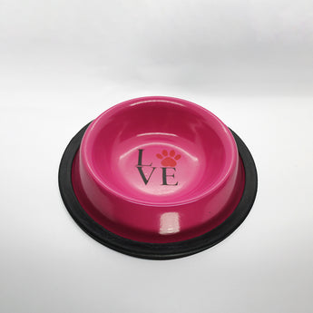 Baxter & Bella™ Non-Skid Cat Dish - Pink with Paw Decal