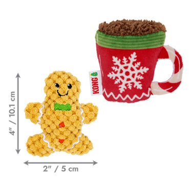 Kong® HOLIDAY Scrattles Gingerbread Man & Cocoa Cat Toy (2ct) (NEW)