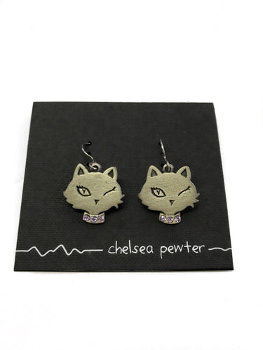 Chelsea Pewter Cat Earrings