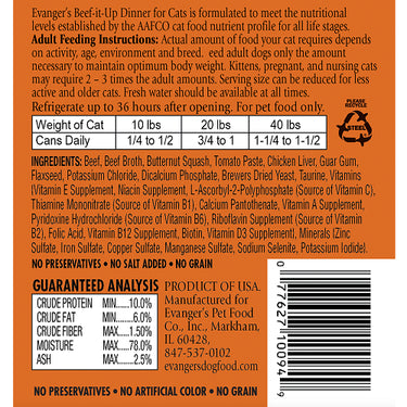 Evanger's Beef-it-Up Dinner for cats - 12.5 oz