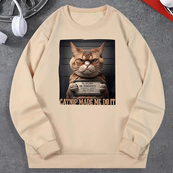 Men's/Unisex Sweatshirt "Catnip Made Me Do It" Apricot SALE