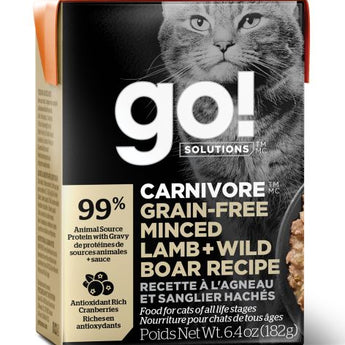 Go! Carnivore Grain Free Minced Lamb And Wild Boar Cat 6.4oz