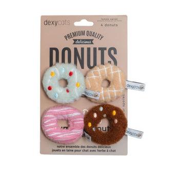 Dexypaws Plush Cat Toys, Donut 4pc