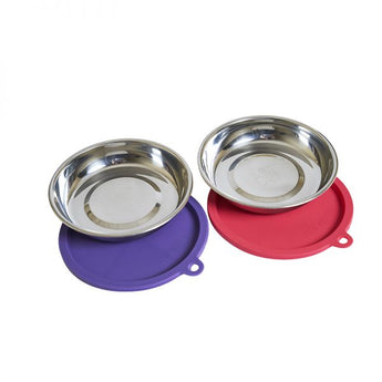 Messy Cats - 4pc Box Set (2 Stainless Steel Bowl & 2 Silicone Lids)