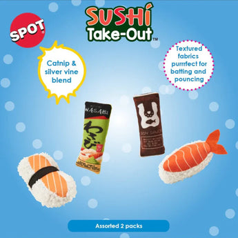 Spot® Sushi Take Out Assorted Cat Toy 2 Pack