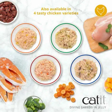 Catit Divine Shreds in Jelly - Tuna Multipack - 12 x 85 g Cans (NEW)