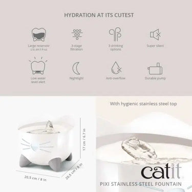 Catit PIXI Smart Fountain, With Stainless  Steel Top