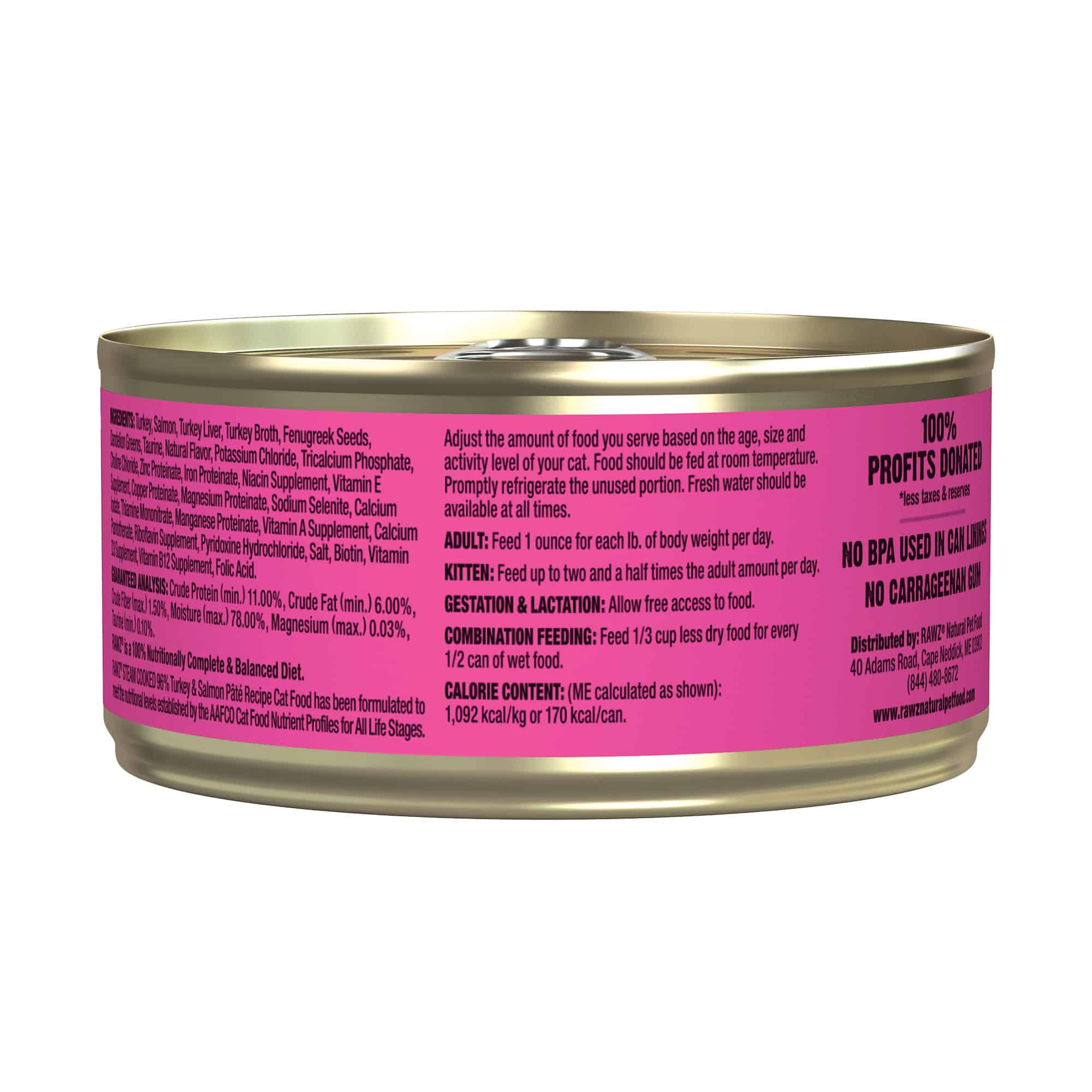Rawz 96% Turkey & Salmon Pate Cat Food 5.5oz (8% Case Discount) - Cats Paradise