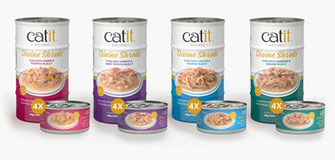 Catit Divine Shreds in Jelly – Tuna – 4 Pack - 4 x 85 g Cans