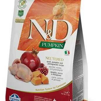 Farmina N&D Quail, Pumpkin & Pomegranate Neutered Dry Cat Foods