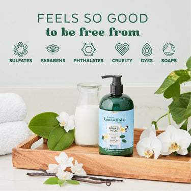TropiClean Essentials Goat's Milk & Vanilla Shampoo for Dogs, Puppies, & Cats 16oz